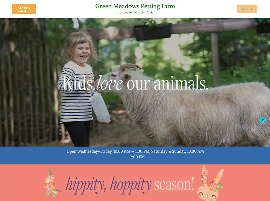 kids love our animals banner of green meadows farm petting zoo kissimee florida